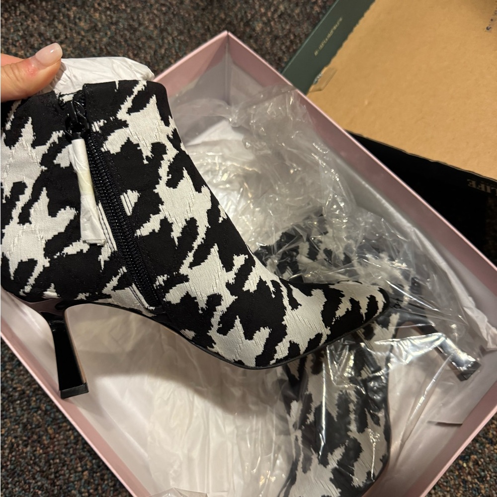 Stylish Black and White Ankle Boots